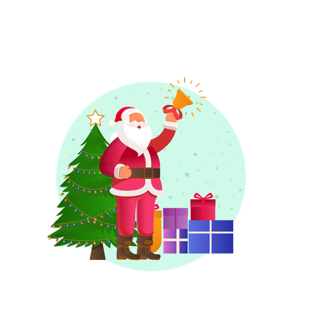 Santa with christmas tree  Illustration