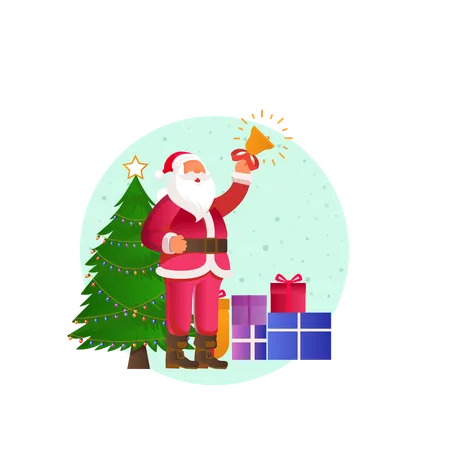 Santa with christmas tree  Illustration