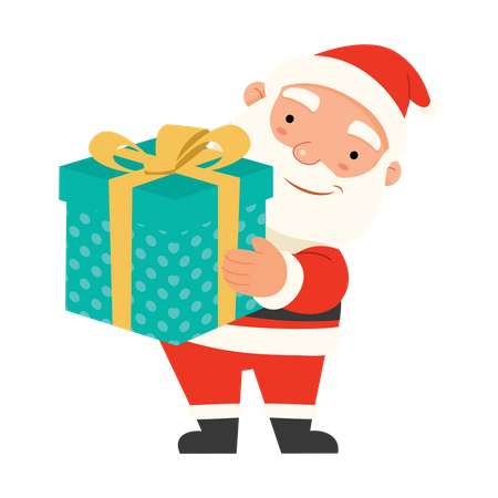 Santa with Gift Illustration