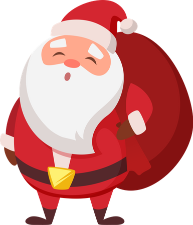 Santa with gift bag  Illustration