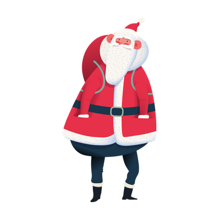 Santa with gift bag  Illustration