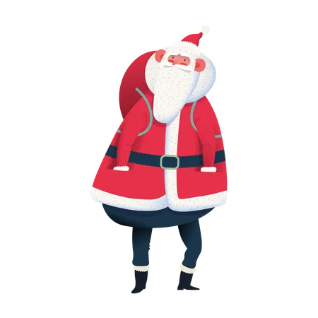 Santa with gift bag  Illustration