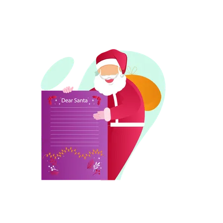 Santa with gift list  Illustration