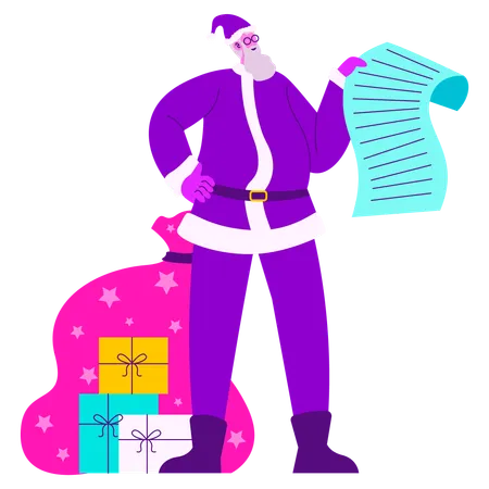 Santa with Gift List  Illustration