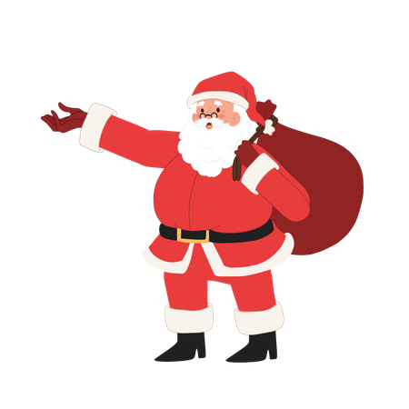 Santa with gifts bag  Illustration