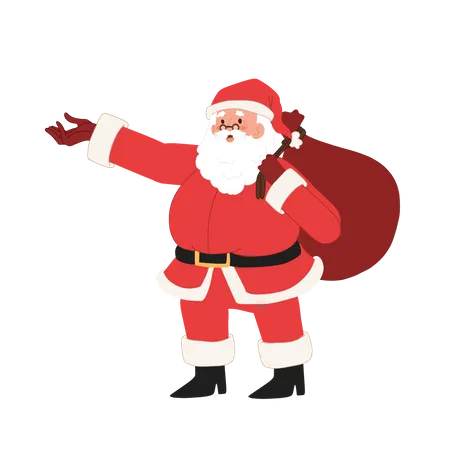 Santa with gifts bag  Illustration