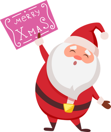 Santa with merry xmas board  Illustration