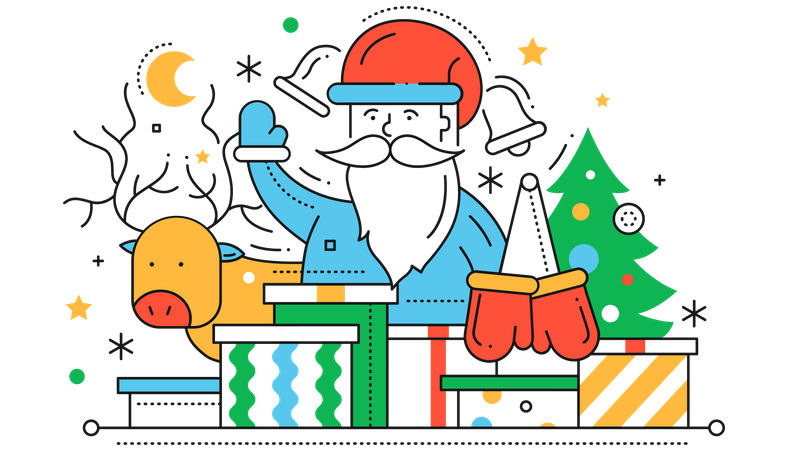Santa with reindeer Illustration