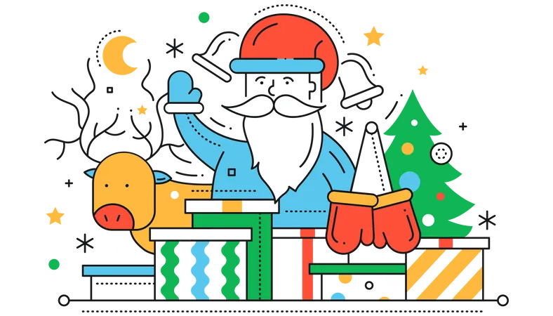 Santa with reindeer  Illustration