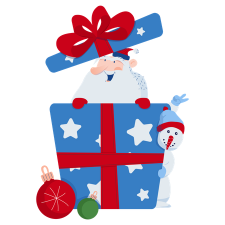 Papá Noel y regalo  Ilustración