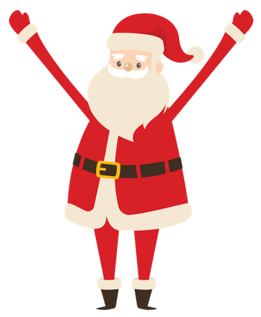 Papá Noel levantando ambos brazos.  Ilustración