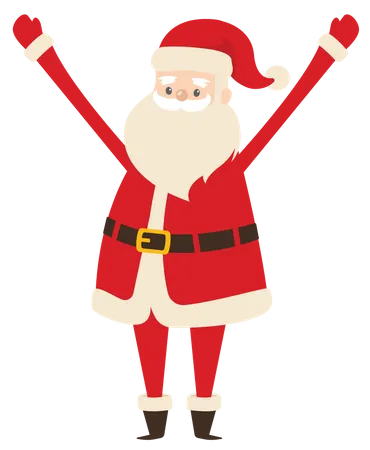 Papá Noel levantando ambos brazos.  Ilustración