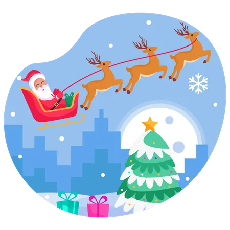Santa's sleigh flying Illustration