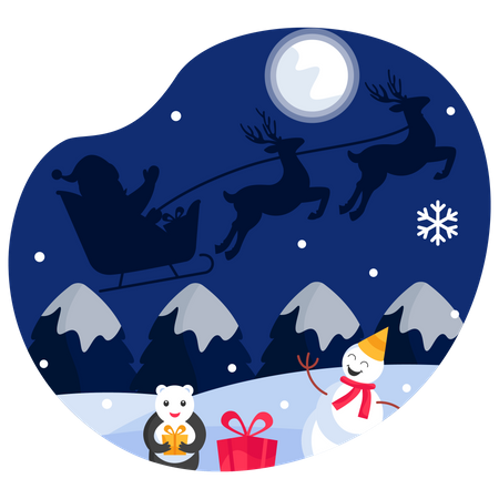 Santa's sleigh flying  Illustration