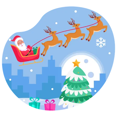 Santa's sleigh flying  Illustration