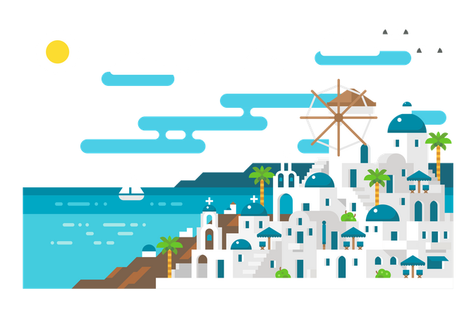 Santorini Illustration