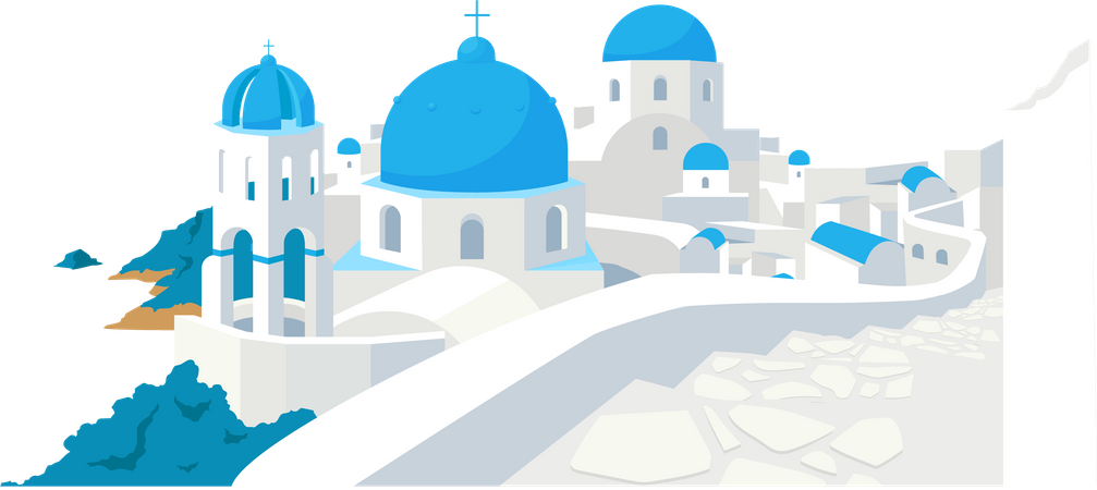 Santorini buildings  Illustration