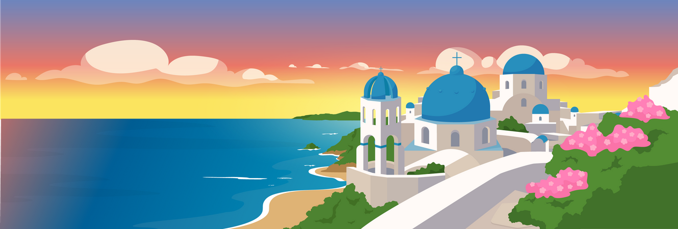 Santorini islands Illustration