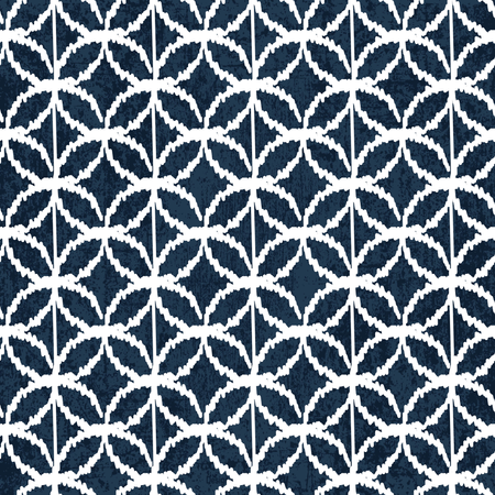 Sashiko indigo dye pattern with traditional white Japanese embroidery Illustration