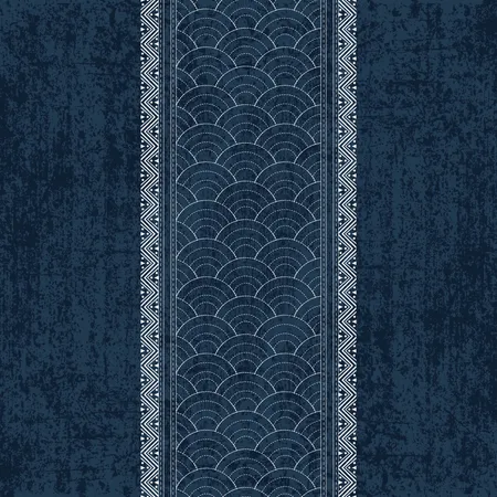 Sashiko indigo dye pattern with traditional white Japanese embroidery  Illustration