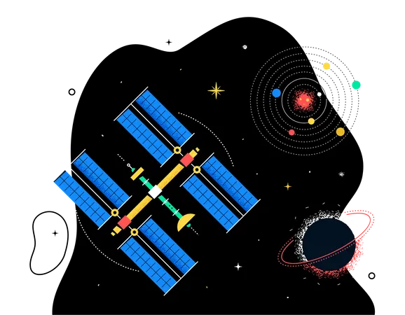 Satélite en el espacio  Ilustración