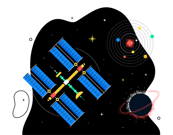 Satélite no espaço  Ilustração