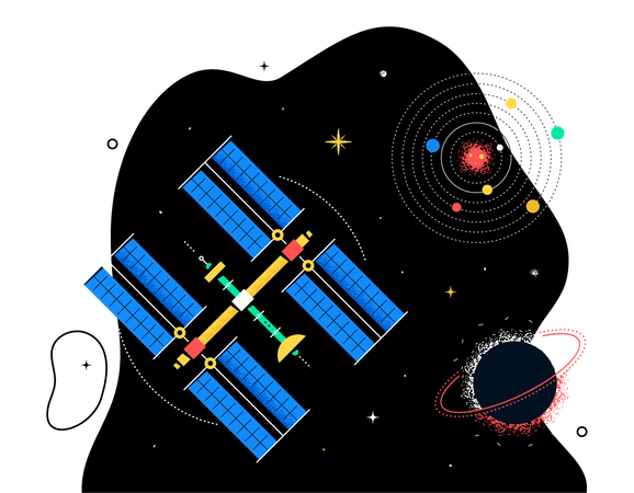 Satellite dans l'espace  Illustration