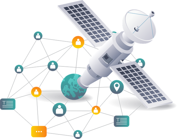 Satellite Network Communication Technology  Illustration