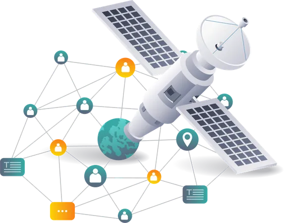 Satellite Network Communication Technology  Illustration