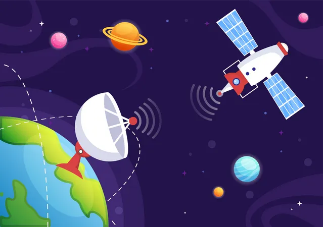 Satellites and 5G Network Illustration