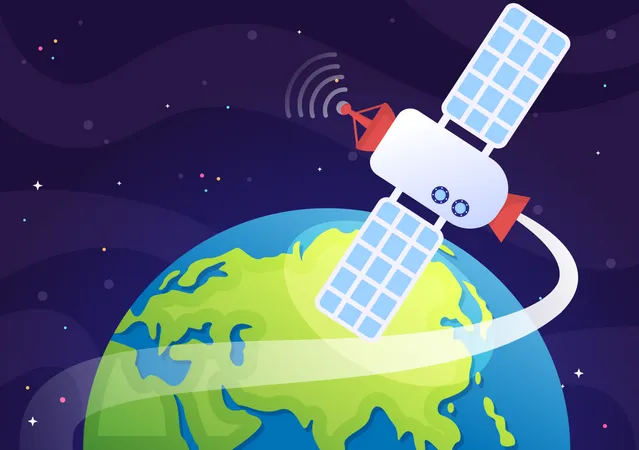 Satellites and 5G Network  Illustration