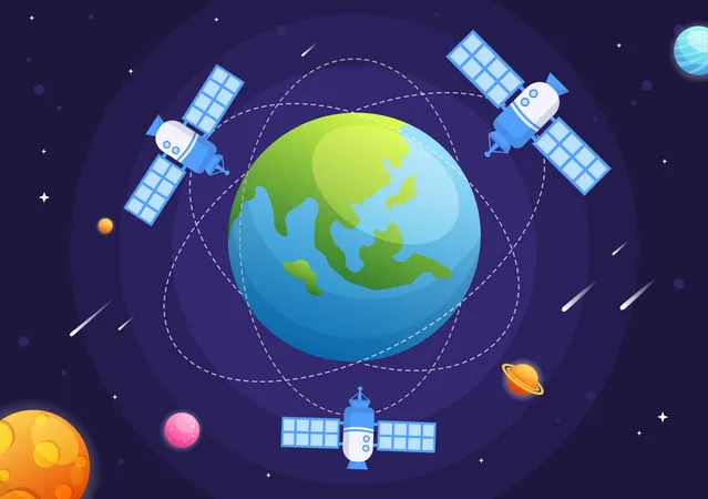 Satellites autour de la terre  Illustration