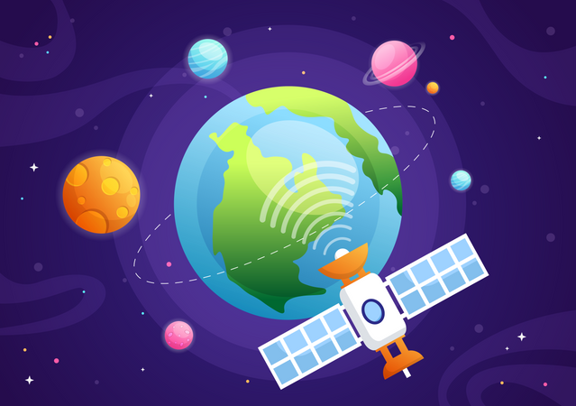 Satellites dans l'espace  Illustration