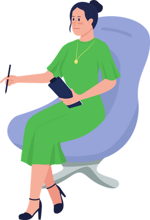 Psicólogo satisfeito sentado na cadeira  Ilustração