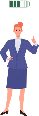 Satisfied businesswoman gesturing thumbs up  Illustration