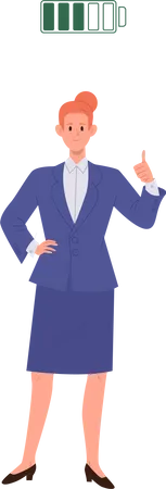 Satisfied businesswoman gesturing thumbs up  Illustration