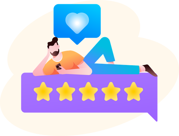 Satisfied client gives 5 star rating  Illustration