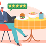 illustration for customer enjoying food