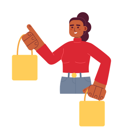 Satisfied woman with shopping bags  Illustration