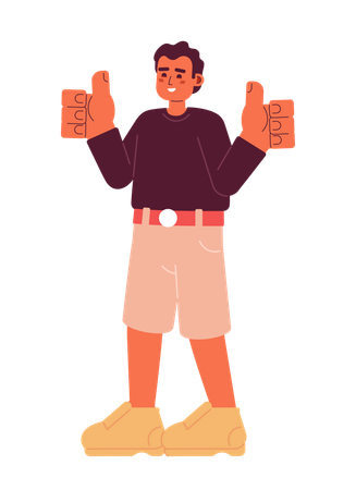 Satisfied young man showing thumbs up  Illustration