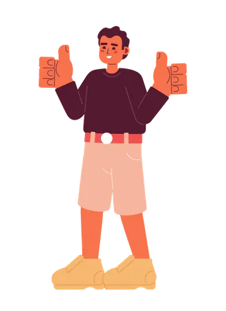Satisfied young man showing thumbs up  Illustration