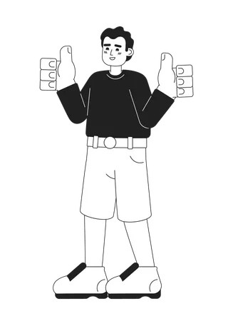 Satisfied young man showing thumbs up  Illustration