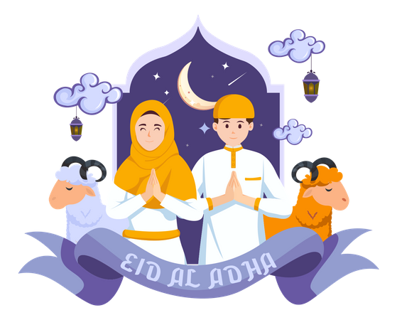 Saudação de casal muçulmano  Ilustração