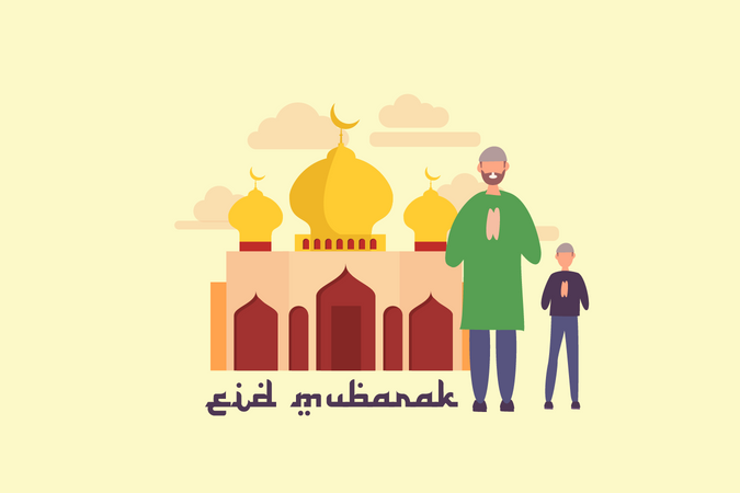 Saudação eid mubarak  Ilustração