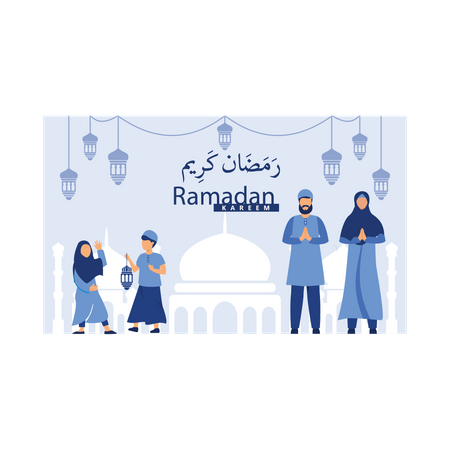Saudação familiar para o Ramadã  Ilustração