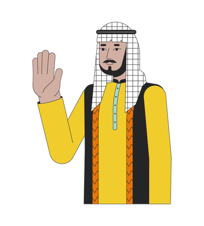 Saudi arabian man waving happy  Illustration