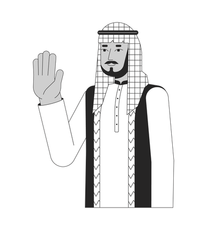 Saudi arabian man waving happy  Illustration