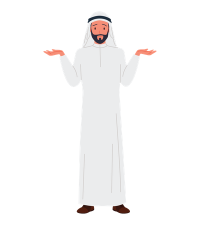 Saudi businessman waiving both hand  Illustration