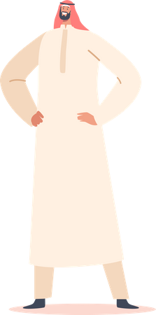 Saudi Male Wearing Thawb or Kandura Dress  Illustration