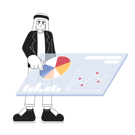 Saudi man showing marketing analytics dashboard  Illustration